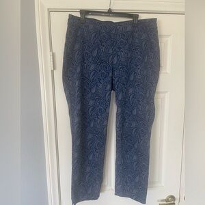 Slimsation Blue Paisley Pull on Pant - Reversible. Size 18